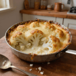 Überbackener Blumenkohl mit Schinken und Käse